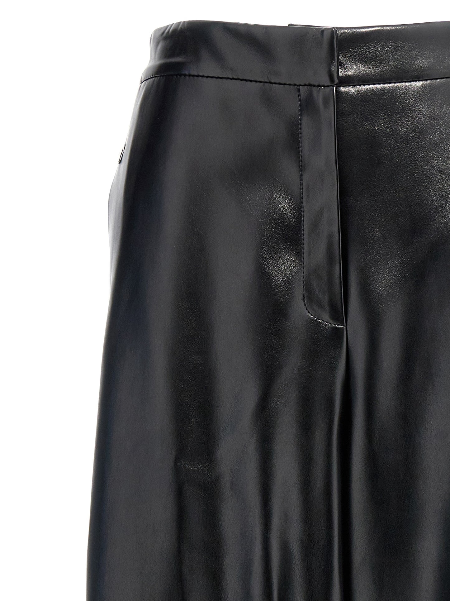 Trousers by Stella McCartney for women in polyester leather black features a tailored silhouette with a tailored wide, defined by its long and a sophisticated .