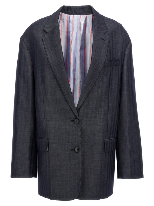 Blazer by Etro for women in wool & viscose blue, signature & striped showcases a polished silhouette, highlighted by a refined and polished for a sophisticated finish.