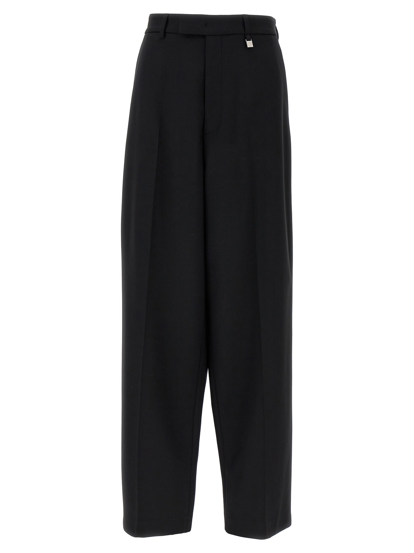 Trousers by Giuseppe Di Morabito for women in virgin wool black features an on trend silhouette, showcasing a sophisticated straight & wide with a long and for an on trend finish.