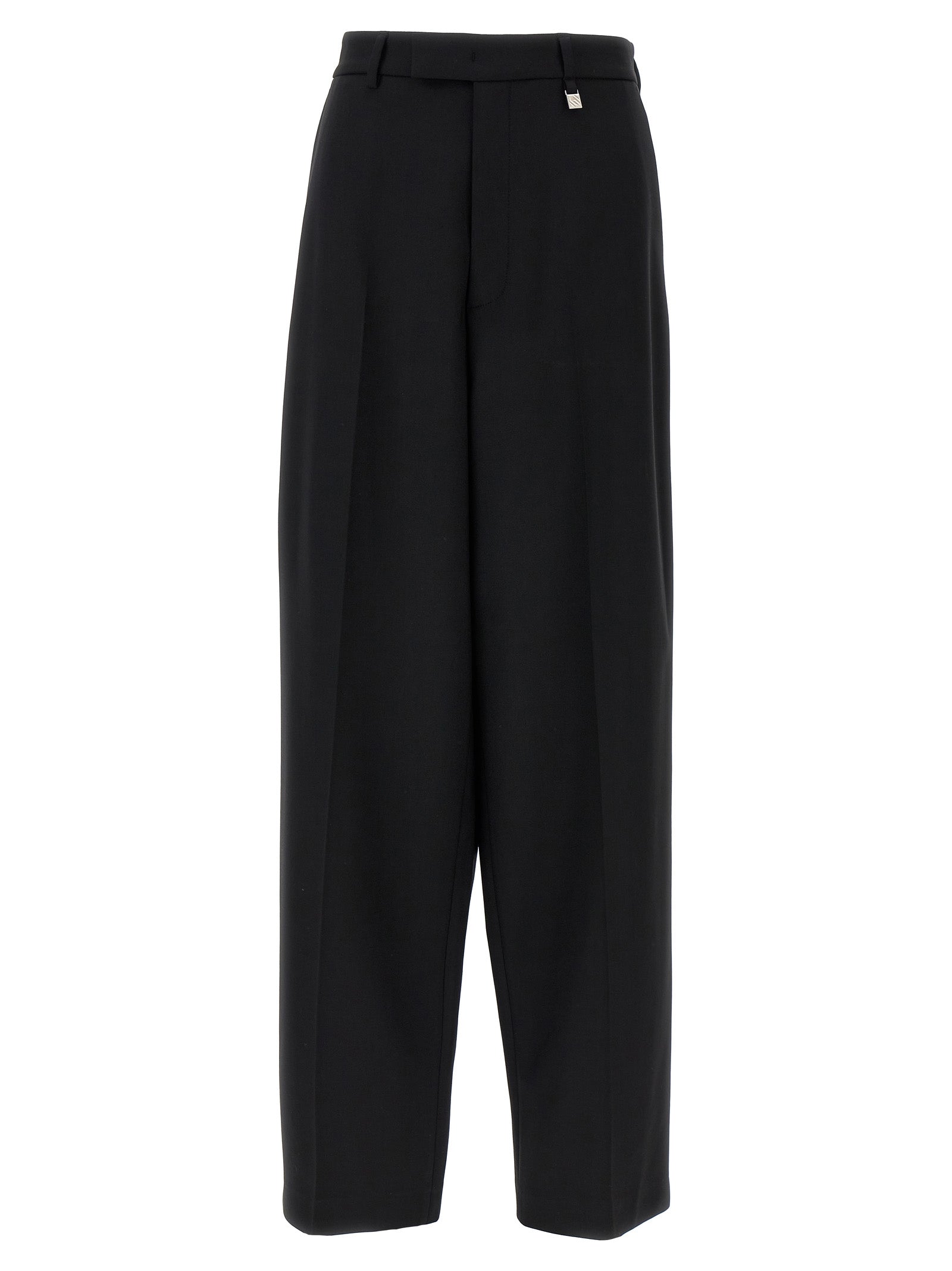 Trousers by Giuseppe Di Morabito for women in virgin wool black features an on trend silhouette, showcasing a sophisticated straight & wide with a long and for an on trend finish.