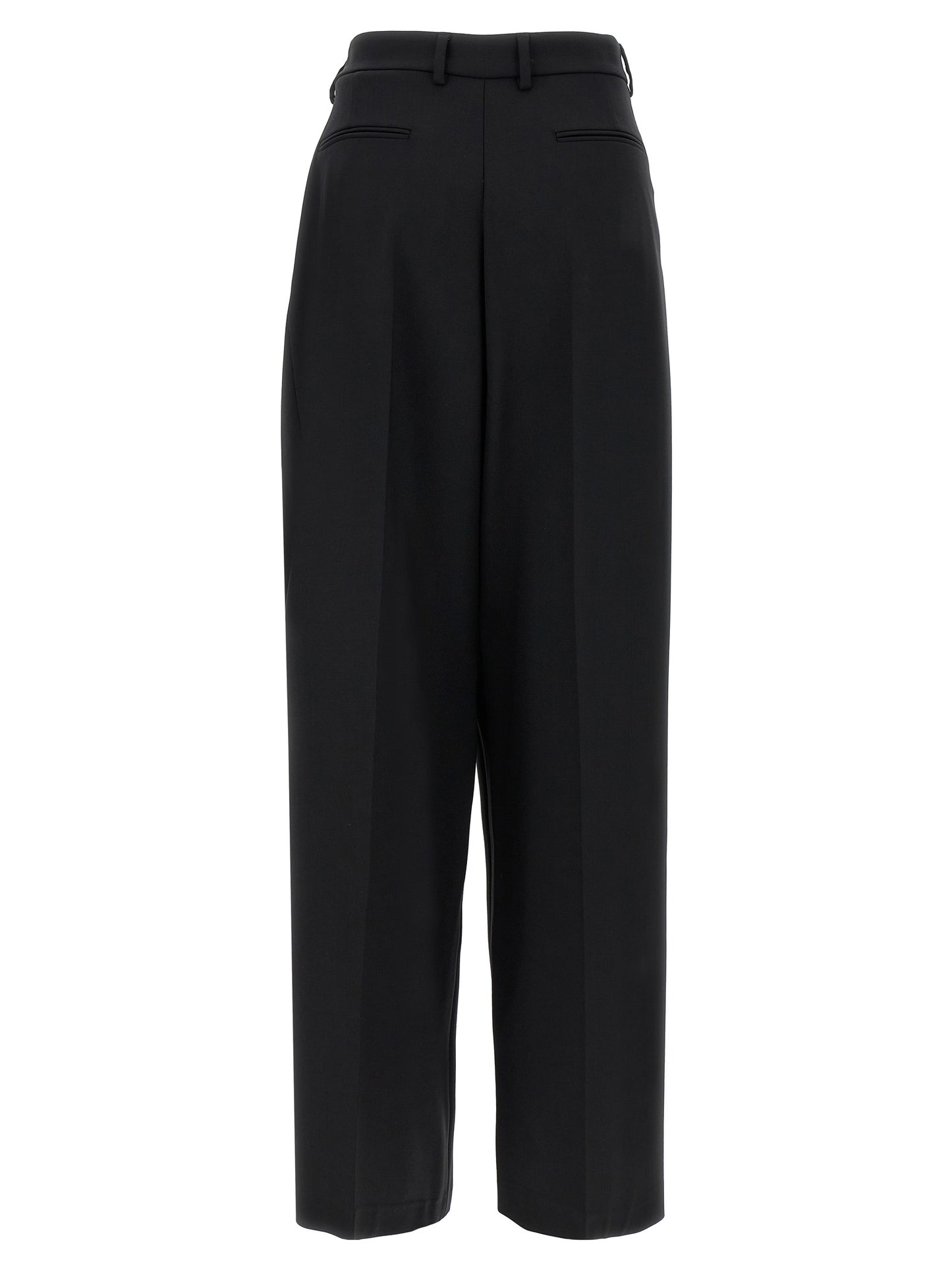 Trousers by Giuseppe Di Morabito for women in virgin wool black presents a smart silhouette, meticulously detailed with a smart straight & wide, a smart long, and a smart .