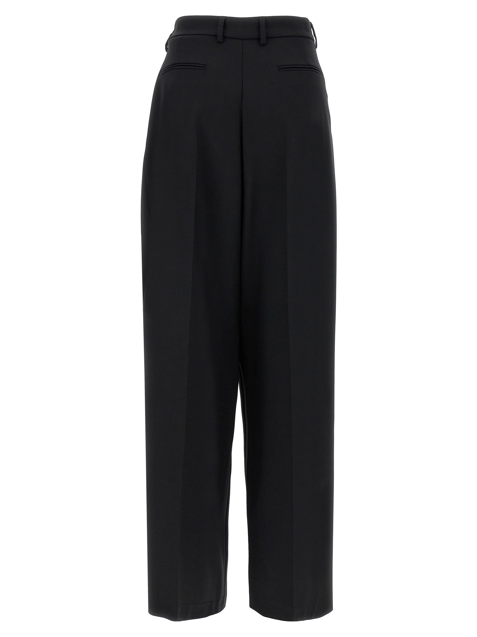 Trousers by Giuseppe Di Morabito for women in virgin wool black presents a smart silhouette, meticulously detailed with a smart straight & wide, a smart long, and a smart .