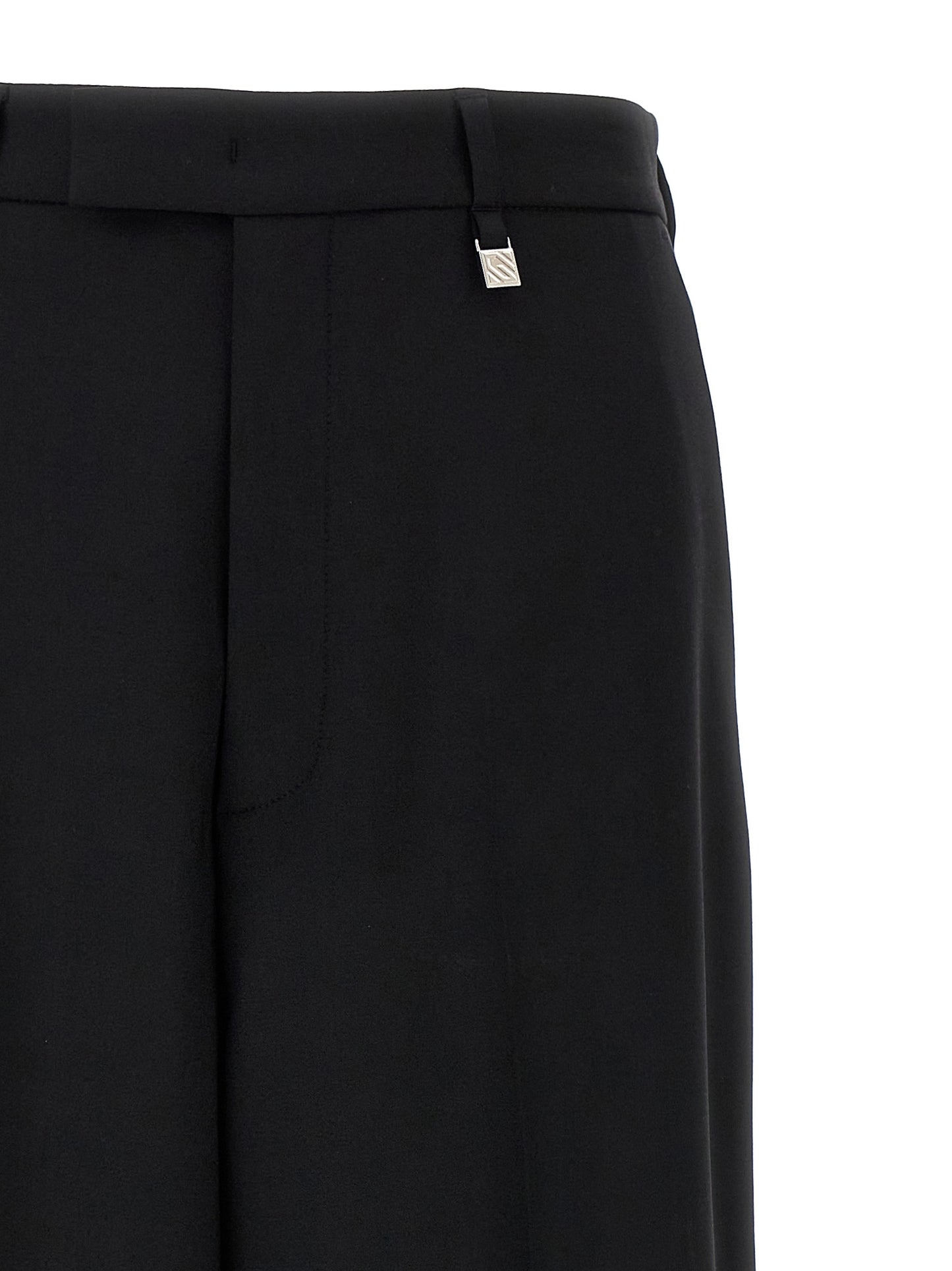 Trousers by Giuseppe Di Morabito for women in virgin wool black features a artisanal silhouette, showcasing a sophisticated straight & wide with a long and for a artisanal finish.