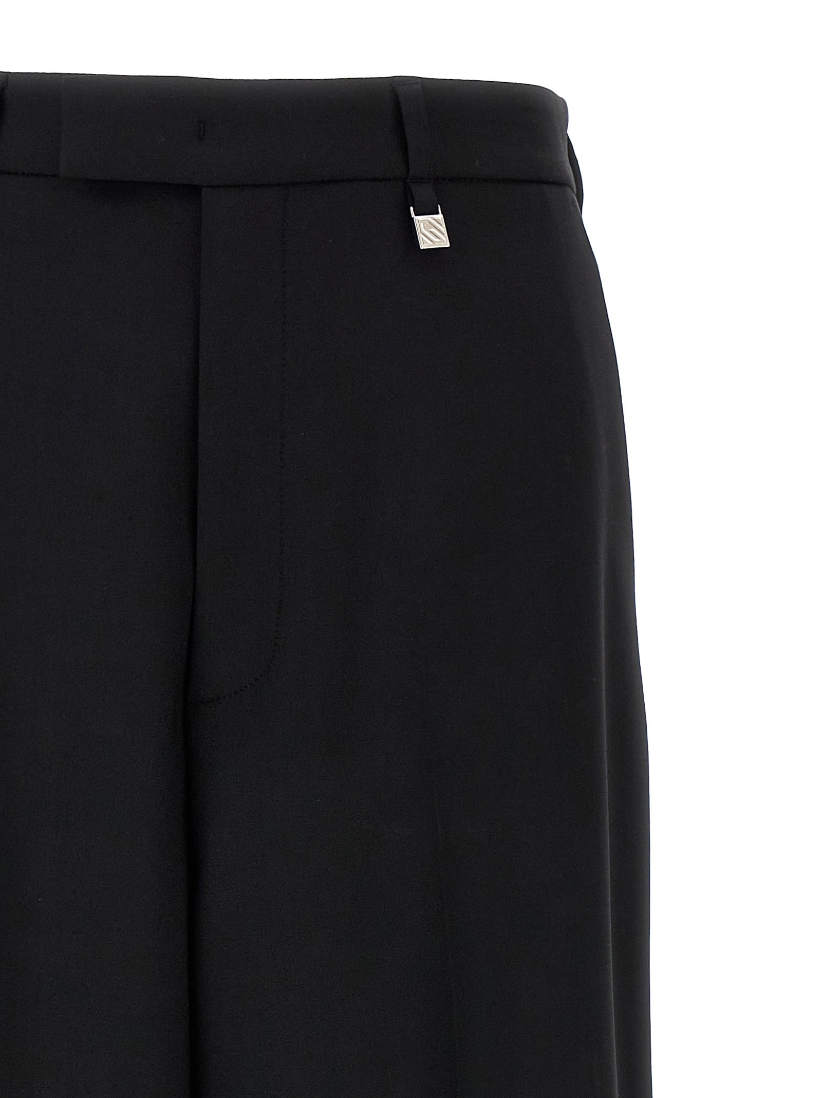 Trousers by Giuseppe Di Morabito for women in virgin wool black features a artisanal silhouette, showcasing a sophisticated straight & wide with a long and for a artisanal finish.