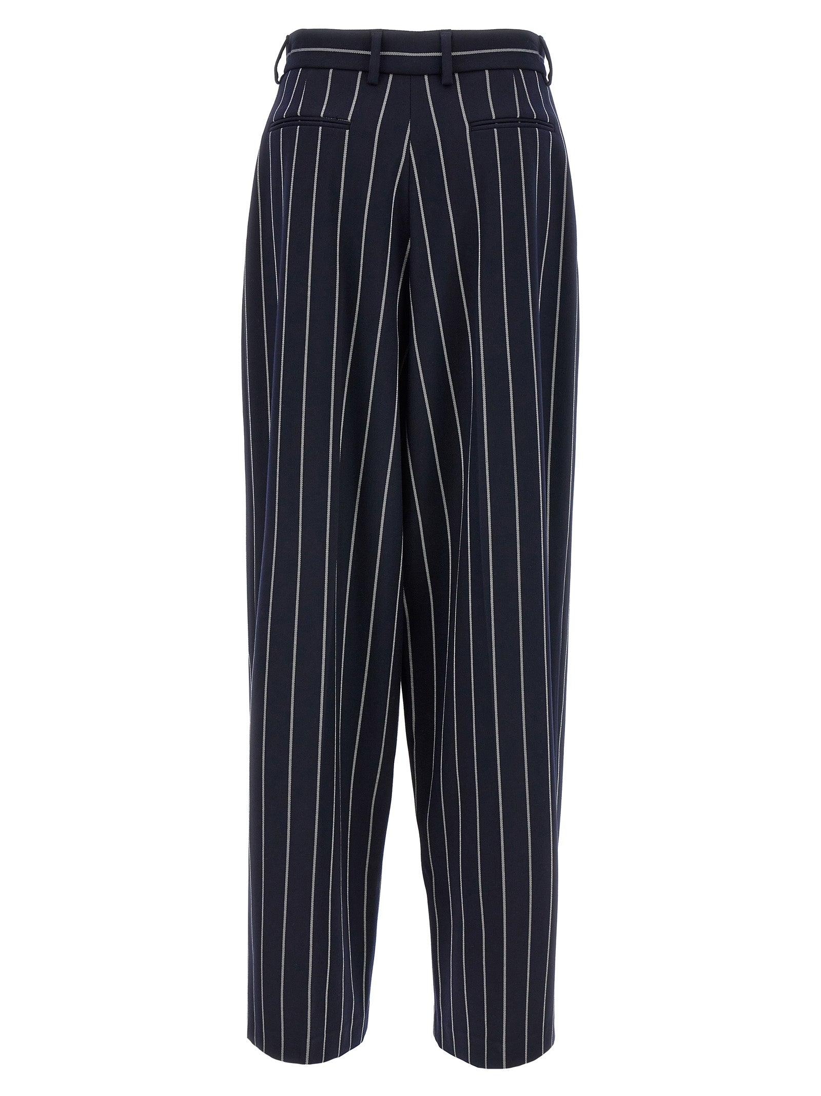 Trousers by Giuseppe Di Morabito for women in stretch viscose polyester blue & striped features a artisanal silhouette, showcasing a sophisticated straight-leg with a long and for a artisanal finish.