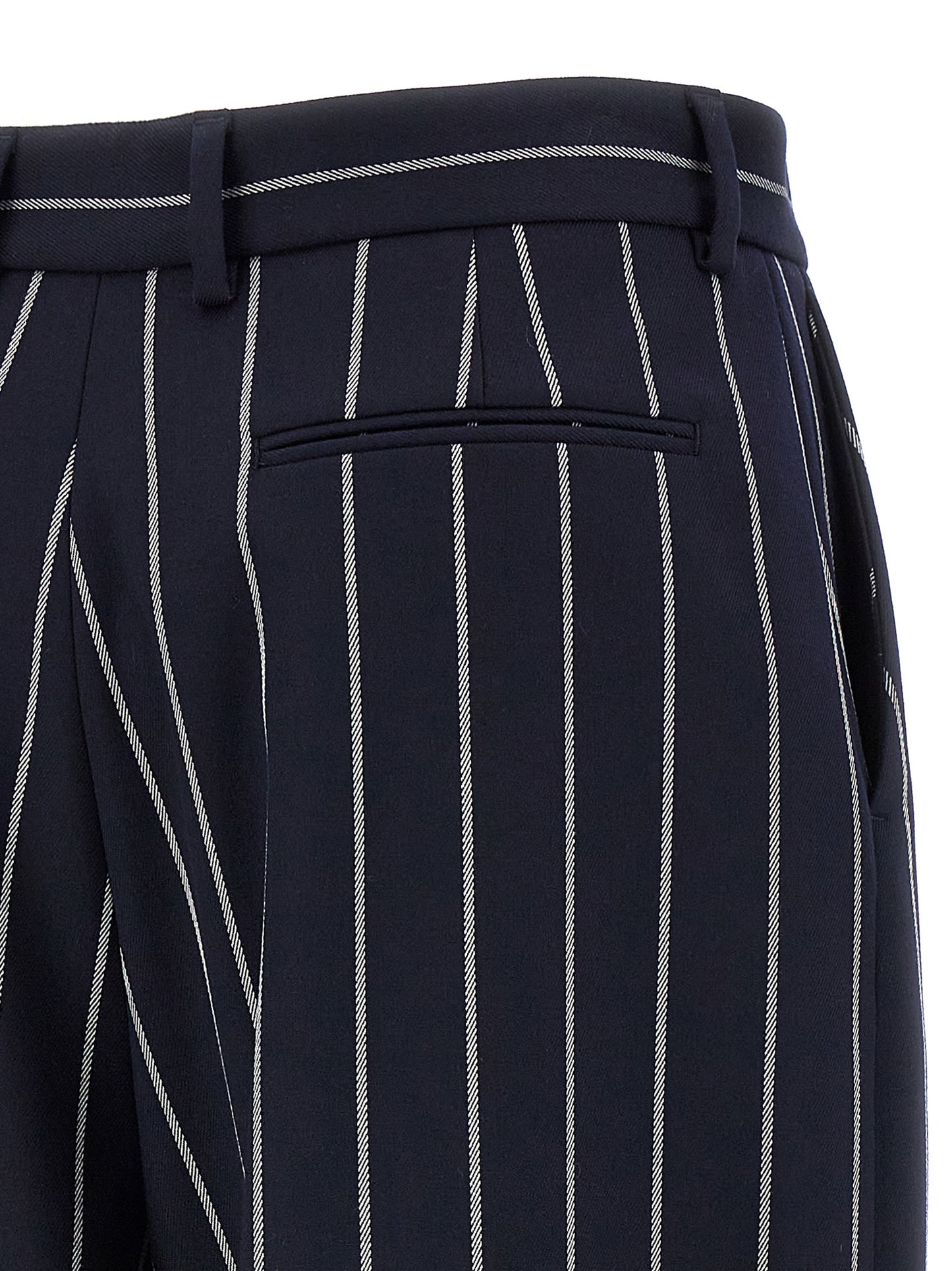 Trousers by Giuseppe Di Morabito for women in stretch viscose polyester blue & striped features a tailored silhouette with a tailored straight-leg, defined by its long and a sophisticated .
