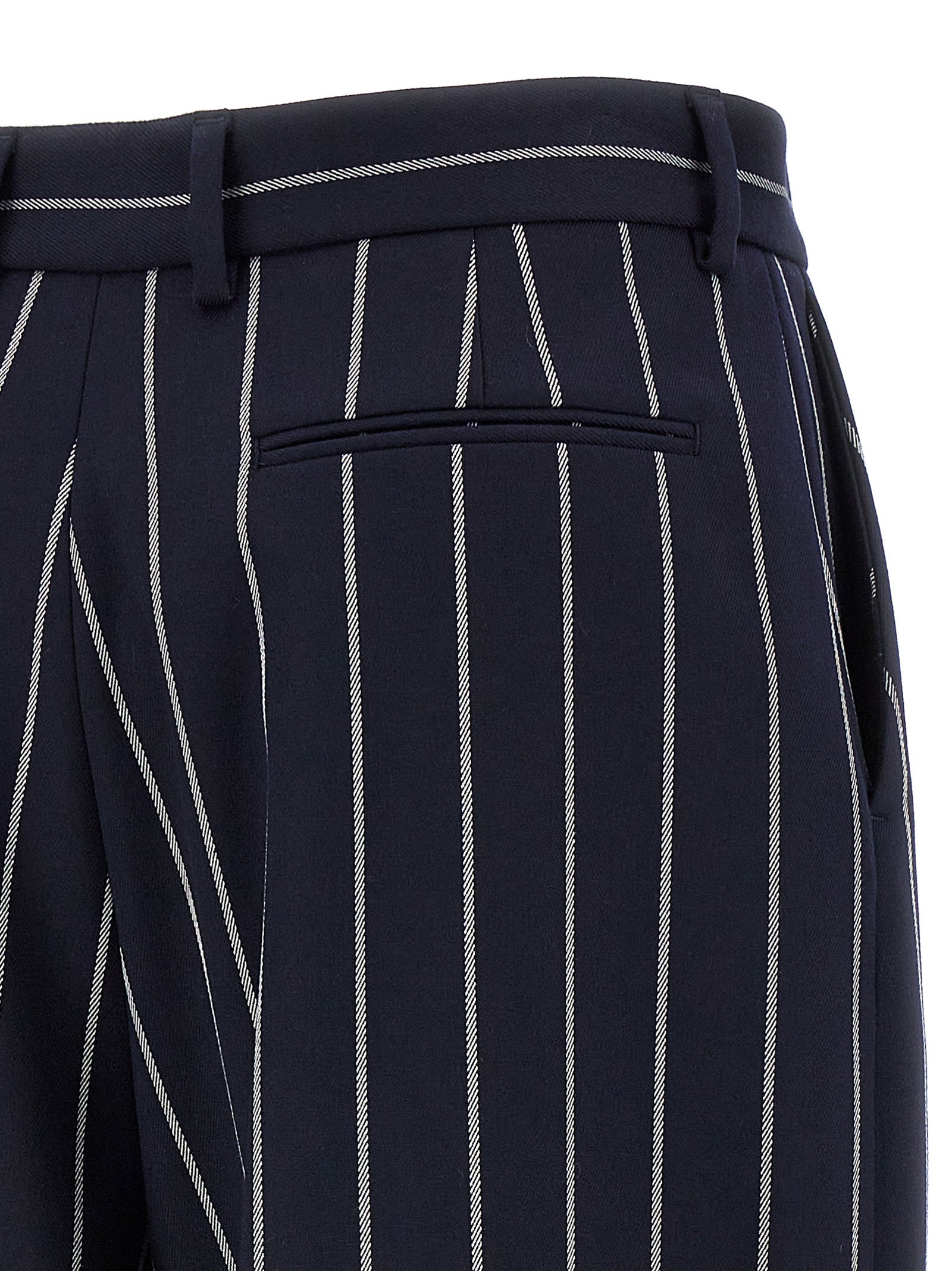 Trousers by Giuseppe Di Morabito for women in stretch viscose polyester blue & striped features a tailored silhouette with a tailored straight-leg, defined by its long and a sophisticated .