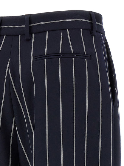 Trousers by Giuseppe Di Morabito for women in stretch viscose polyester blue & striped features a tailored silhouette with a tailored straight-leg, defined by its long and a sophisticated .