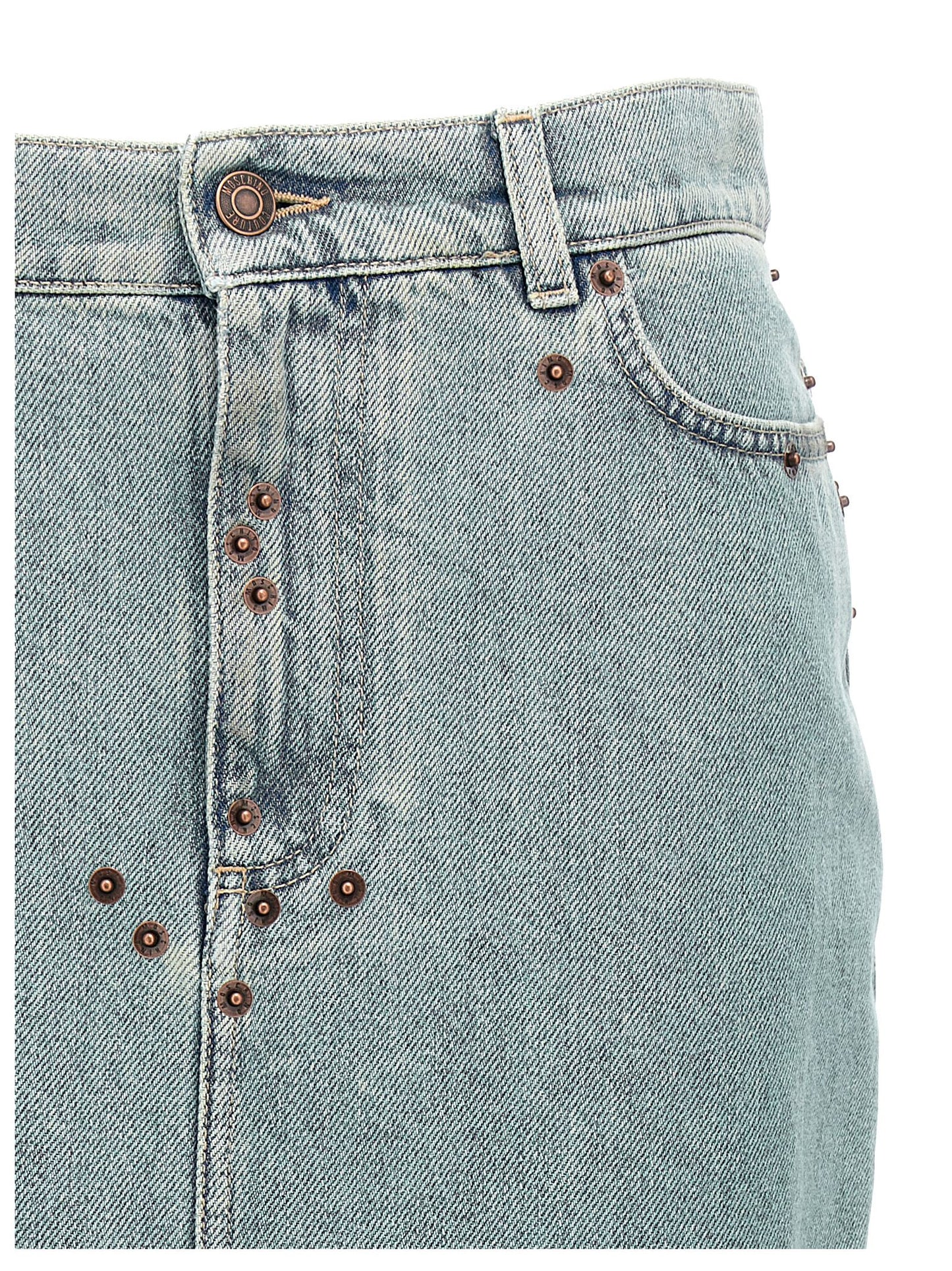 Skirt by Moschino for women in denim cotton light-blue features an relaxed-yet-refined silhouette that elegantly showcases the Women's Denim Cotton Midi Skirt design and sophisticated midi.