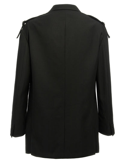 Blazer by Yohji Yamamoto for men in wool black features an stylish silhouette, showcasing a sophisticated and stylish for a truly stylish finish.
