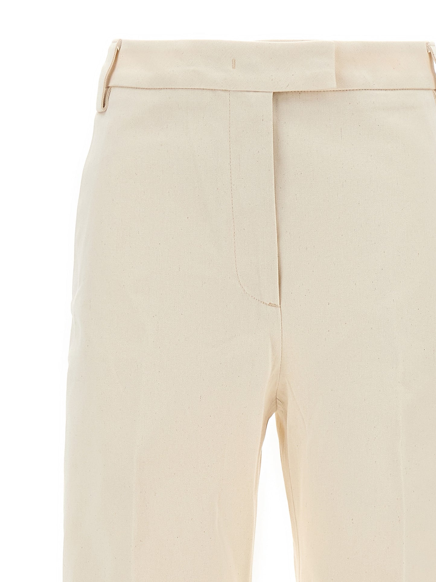 Pants by THELATEST for women in stretch cotton canvas beige features a stylish silhouette with a stylish wide, long, and .
