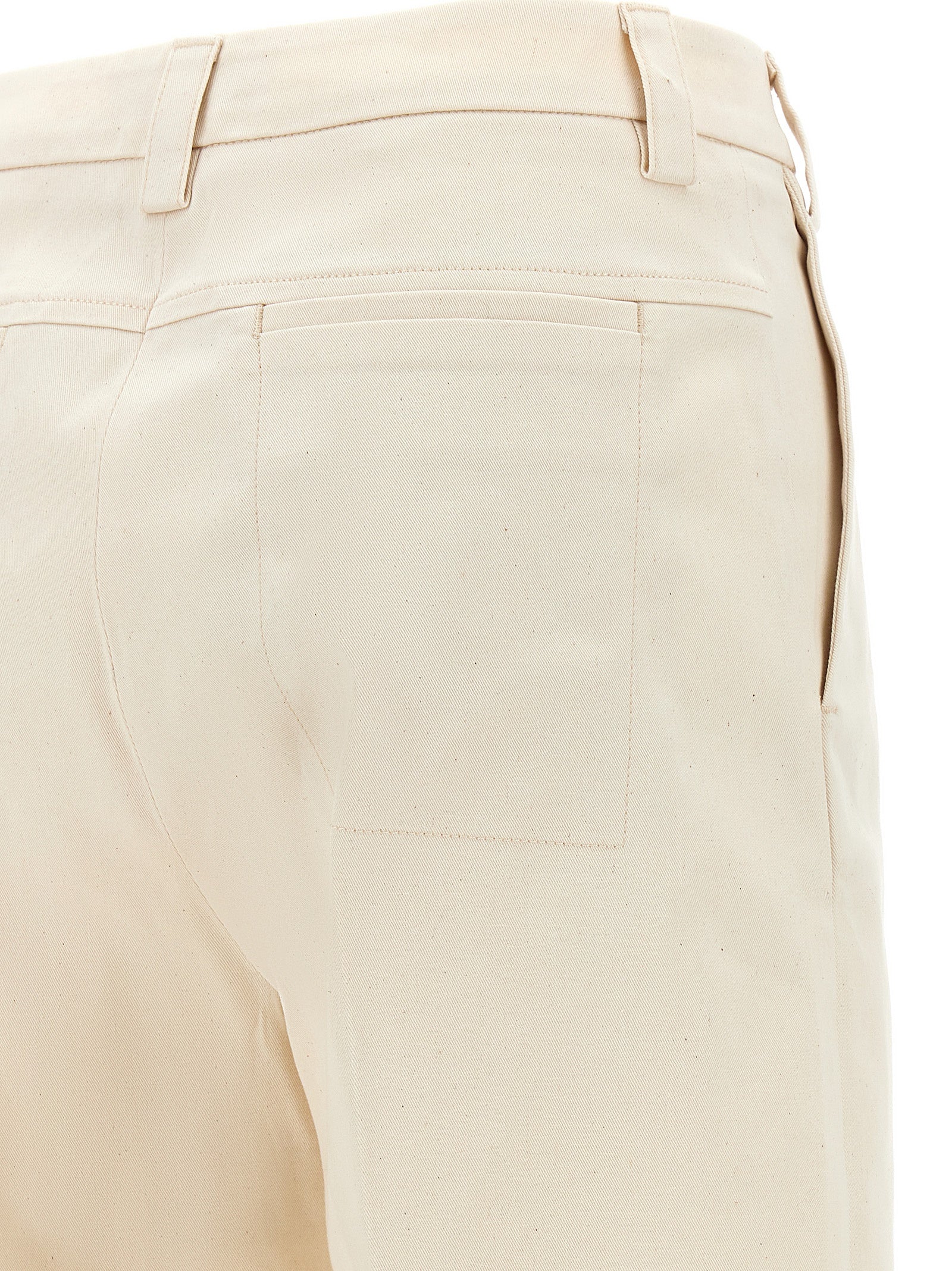 Pants by THELATEST for women in stretch cotton canvas beige features a utilitarian wide with a utilitarian long and to create a sophisticated, premium look.