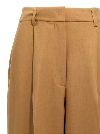 Pants by THELATEST for women in polyester & virgin wool brown showcases a unrivaled comfort silhouette, featuring a wide cut and long with a for a unrivaled comfort and refined aesthetic.