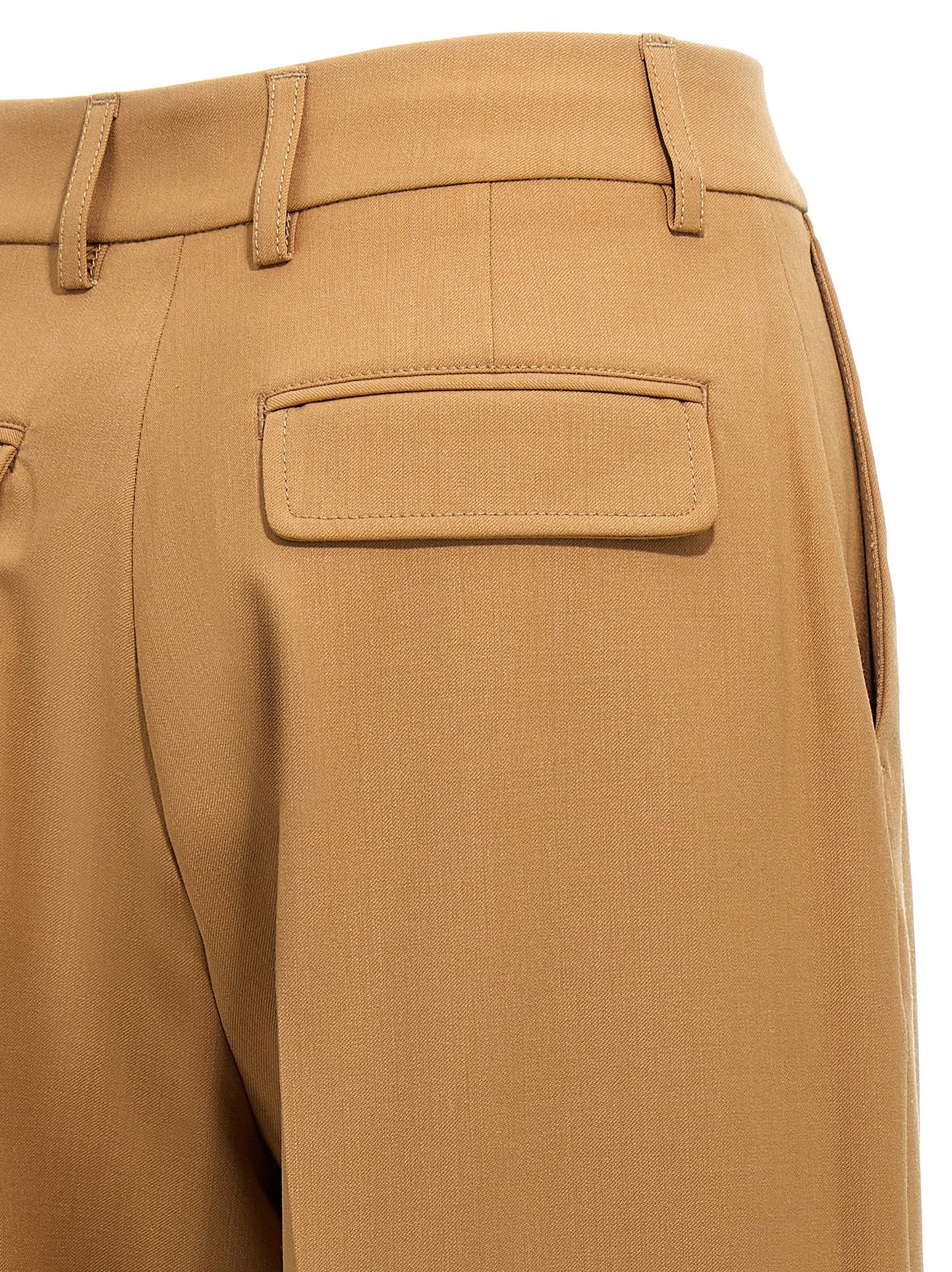 Pants by THELATEST for women in polyester & virgin wool brown features a enduring silhouette, showcasing a enduring wide and long with a for a premium, tailored aesthetic.