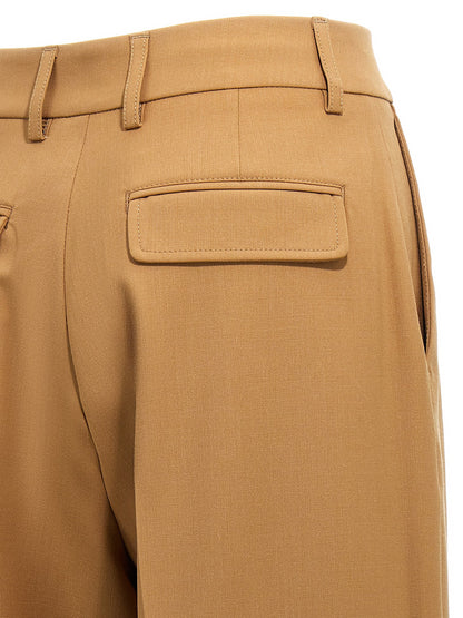 Pants by THELATEST for women in polyester & virgin wool brown features a enduring silhouette, showcasing a enduring wide and long with a for a premium, tailored aesthetic.