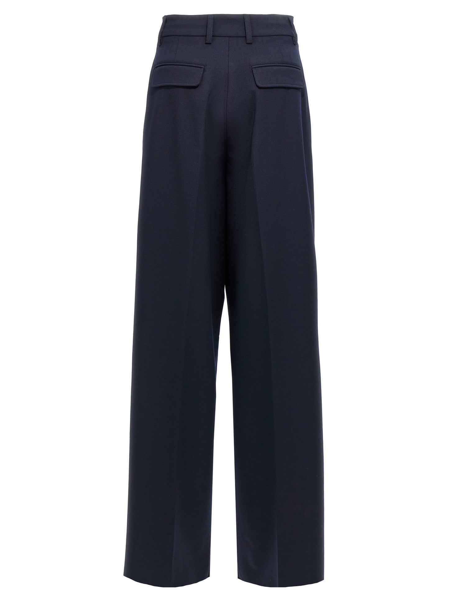 Casual Pants by THELATEST for women in virgin wool & polyester blue features a refined silhouette with a refined wide, defined by a and a refined long for a refined finish.