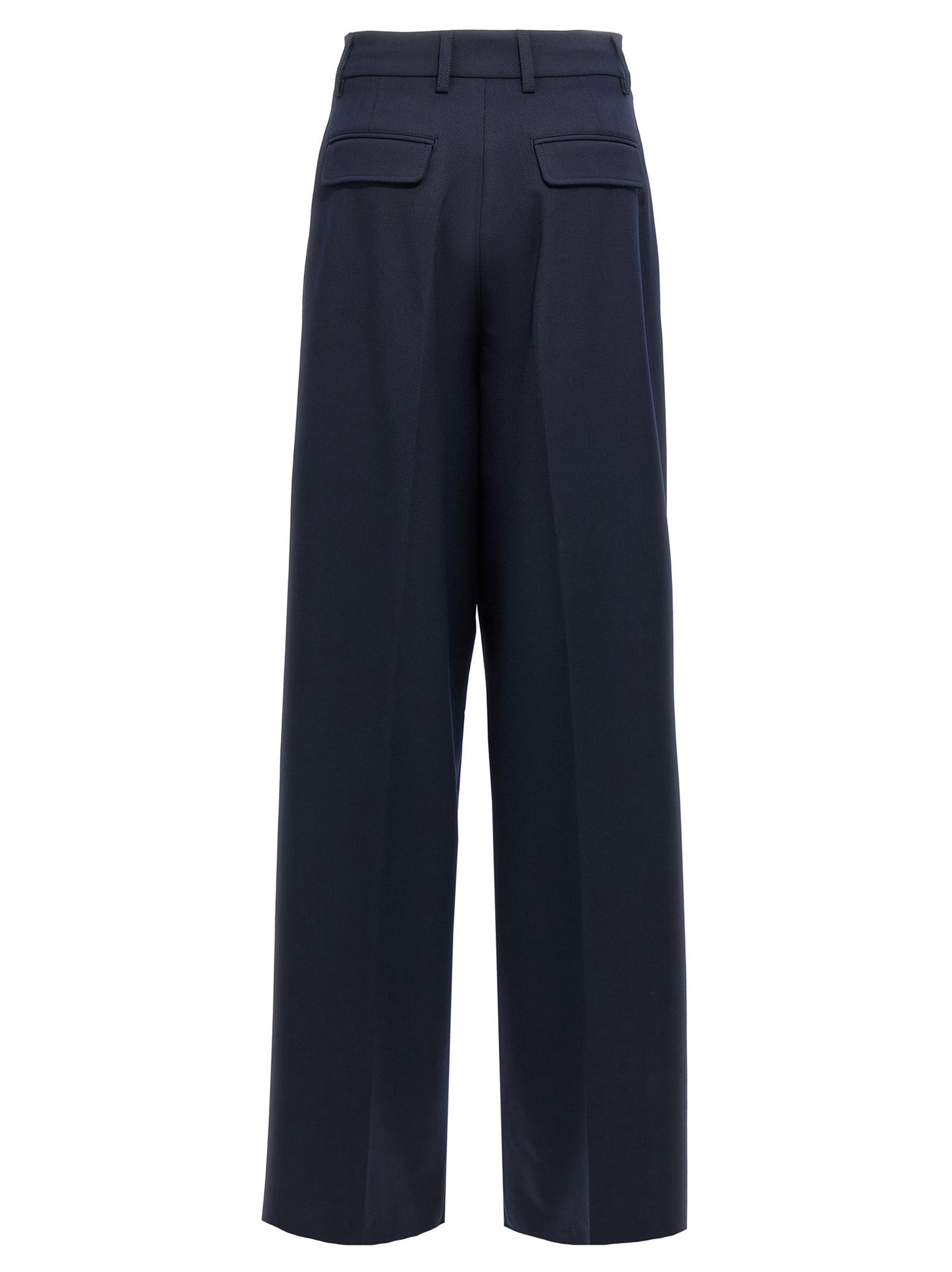 Casual Pants by THELATEST for women in virgin wool & polyester blue features a refined silhouette with a refined wide, defined by a and a refined long for a refined finish.