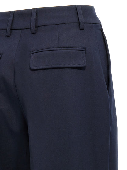 Casual Pants by THELATEST for women in virgin wool & polyester blue features an sophisticated and wide with a precise long, creating a sophisticated and sophisticated silhouette.
