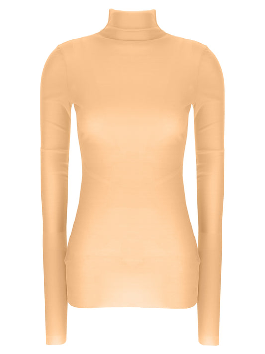 Sweater by Jil Sander for women in silk multicolor & pink features an polished silhouette, showcasing refined long-sleeve and a sophisticated turtle high-neck neckline for a truly polished finish.