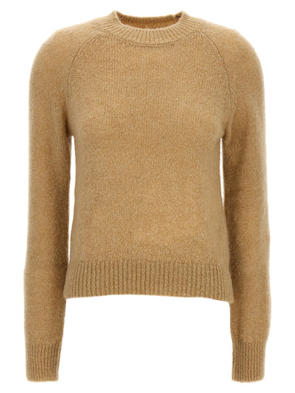 Cardigan by Dries Van Noten for women in alpaca wool & polyamide beige presents a textural silhouette, artfully finished with a textural crew neckline and for a sophisticated, textural look.