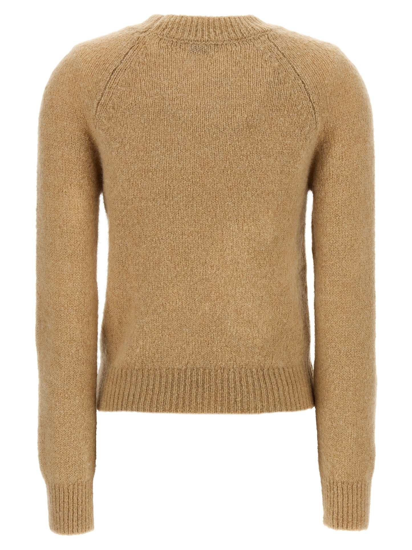 Cardigan by Dries Van Noten for women in alpaca wool & polyamide beige showcases a luxurious silhouette, meticulously detailed with a sophisticated crew neckline and for a refined finish.