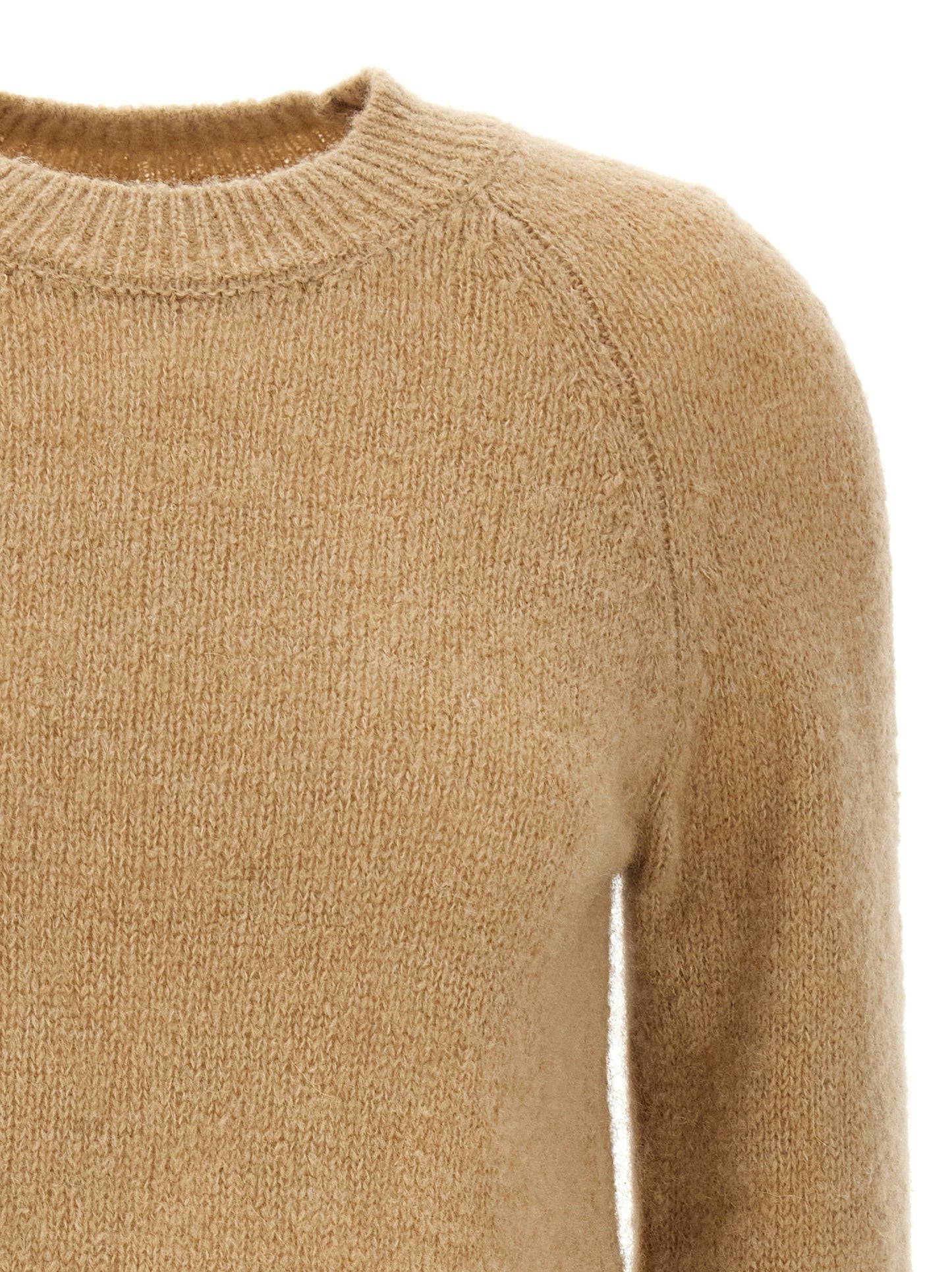 Cardigan by Dries Van Noten for women in alpaca wool & polyamide beige features an crisp silhouette, showcasing a sophisticated crew neckline and detail for a truly crisp finish.