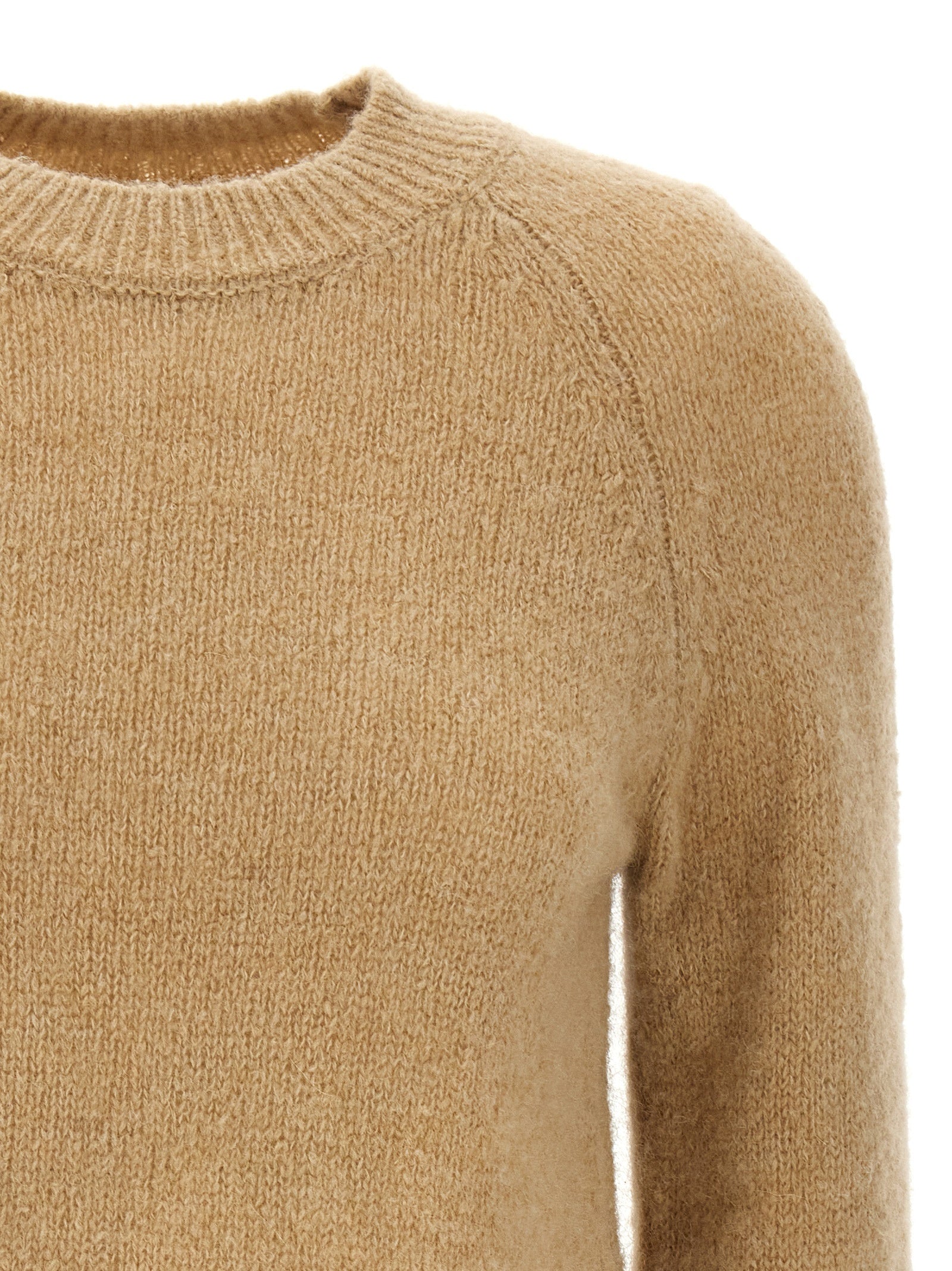 Cardigan by Dries Van Noten for women in alpaca wool & polyamide beige features an crisp silhouette, showcasing a sophisticated crew neckline and detail for a truly crisp finish.