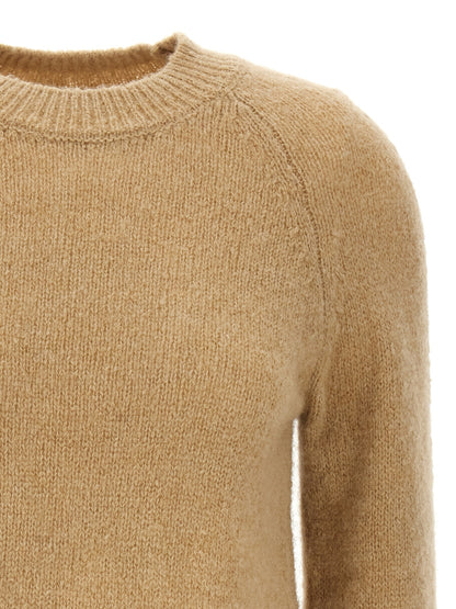 Cardigan by Dries Van Noten for women in alpaca wool & polyamide beige features an crisp silhouette, showcasing a sophisticated crew neckline and detail for a truly crisp finish.