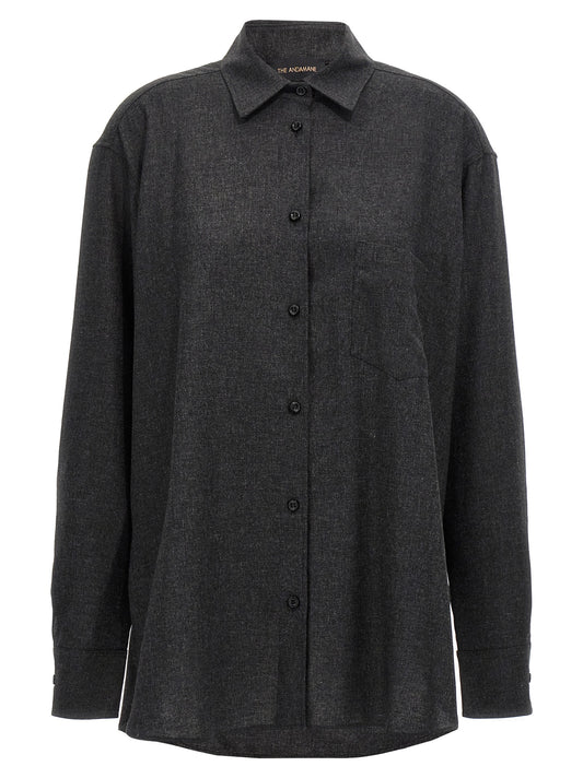 Blouse by The Andamane for women in polyester viscose wool gray showcases a sublime silhouette, artfully detailed with a sublime and for a sophisticated, sublime finish.