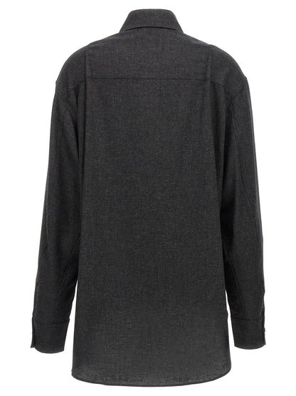 Blouse by The Andamane for women in polyester viscose wool gray showcases a sleek silhouette, elegantly detailed with a sleek and for a sleek finish.