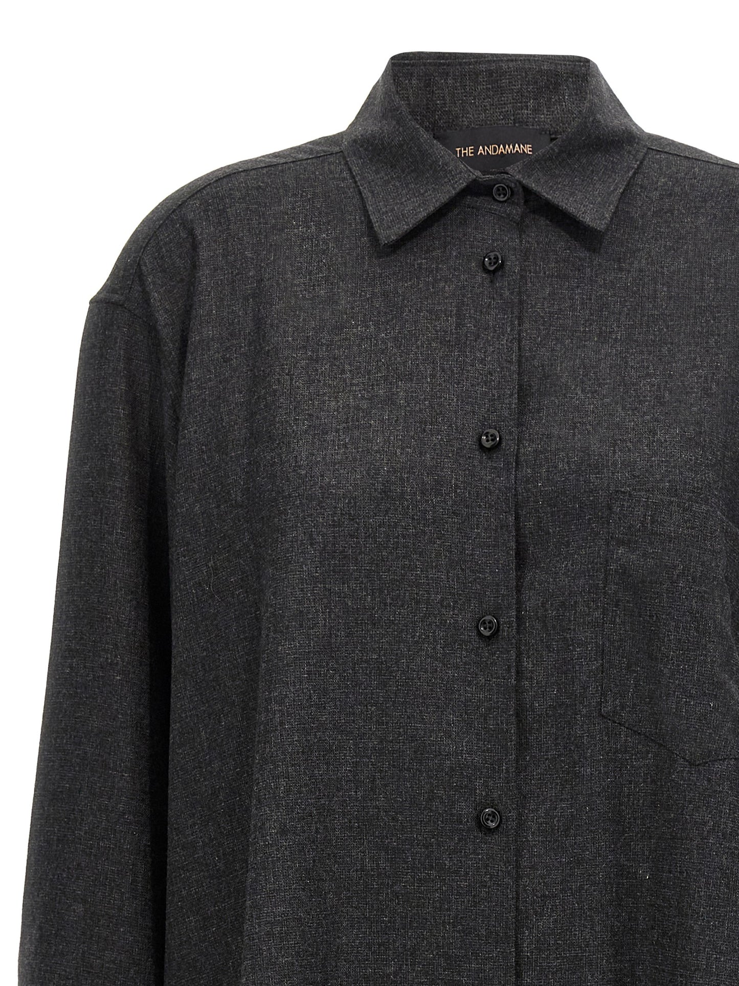 Blouse by The Andamane for women in polyester viscose wool gray presents a discerning silhouette, showcasing a sophisticated and for a truly discerning finish.