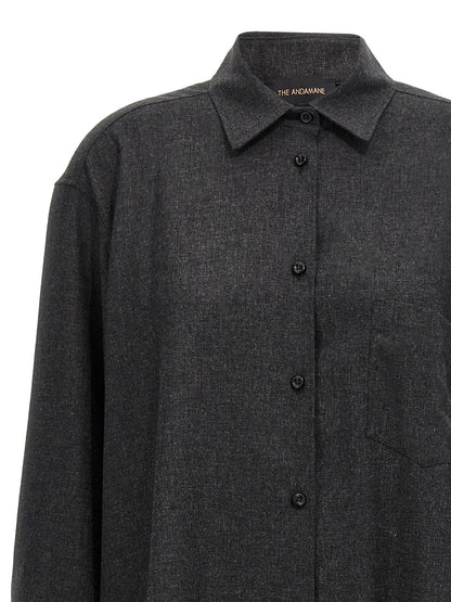 Blouse by The Andamane for women in polyester viscose wool gray presents a discerning silhouette, showcasing a sophisticated and for a truly discerning finish.