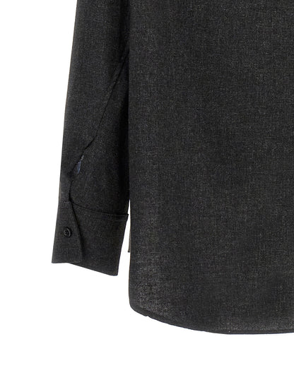 Blouse by The Andamane for women in polyester viscose wool gray showcases a sharp silhouette, elegantly detailed with a sharp and sharp .