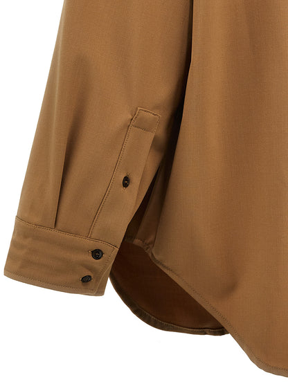 Blouse by THELATEST for women in polyester & virgin wool brown, featuring a nuanced and nuanced for a sophisticated finish.
