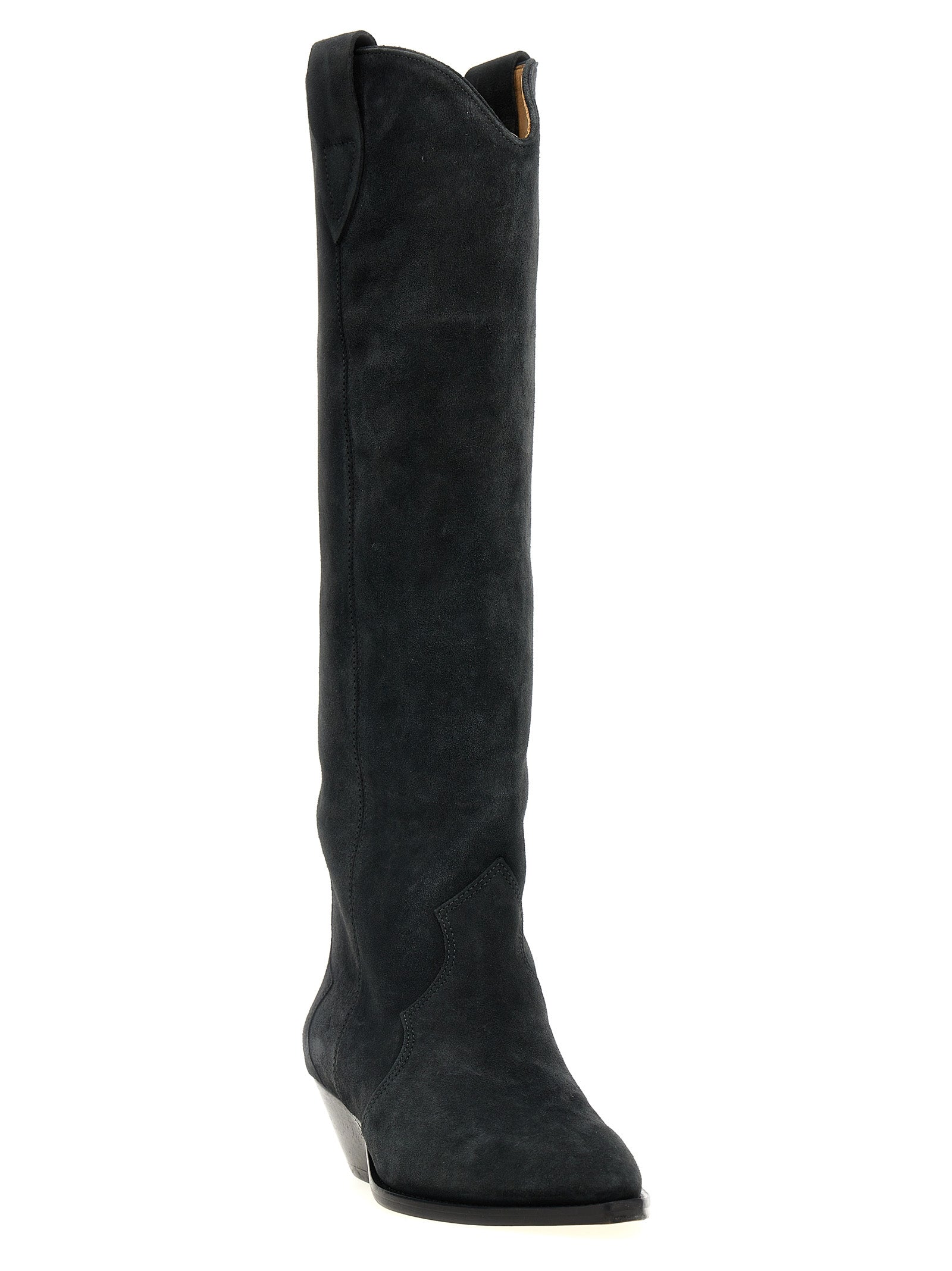 Cuban Chelsea Cowboy Boots by Isabel Marant for women in suede calfskin leather black features an effortless chic silhouette from the Women's Suede Calfskin Leather Cuban Chelsea Cowboy Boots collection, showcasing a effortless chic cuban-heel and refined for an effortless chic look.