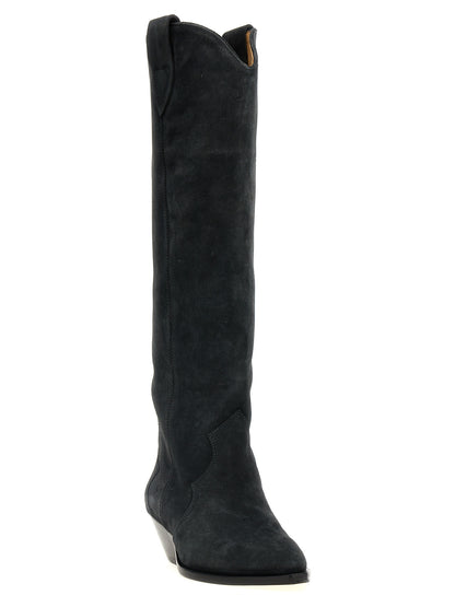 Cuban Chelsea Cowboy Boots by Isabel Marant for women in suede calfskin leather black features an effortless chic silhouette from the Women's Suede Calfskin Leather Cuban Chelsea Cowboy Boots collection, showcasing a effortless chic cuban-heel and refined for an effortless chic look.