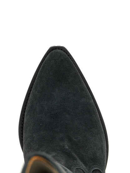 Cuban Chelsea Cowboy Boots by Isabel Marant for women in suede calfskin leather black features an dynamic silhouette, showcasing the dynamic Women's Suede Calfskin Leather Cuban Chelsea Cowboy Boots design with its distinctive cuban-heel and elegant .