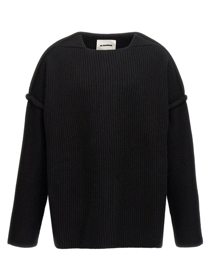 Cardigan by Jil Sander for men in wool black showcases a captivating silhouette, artfully detailed with a captivating and for a truly sophisticated captivating look.
