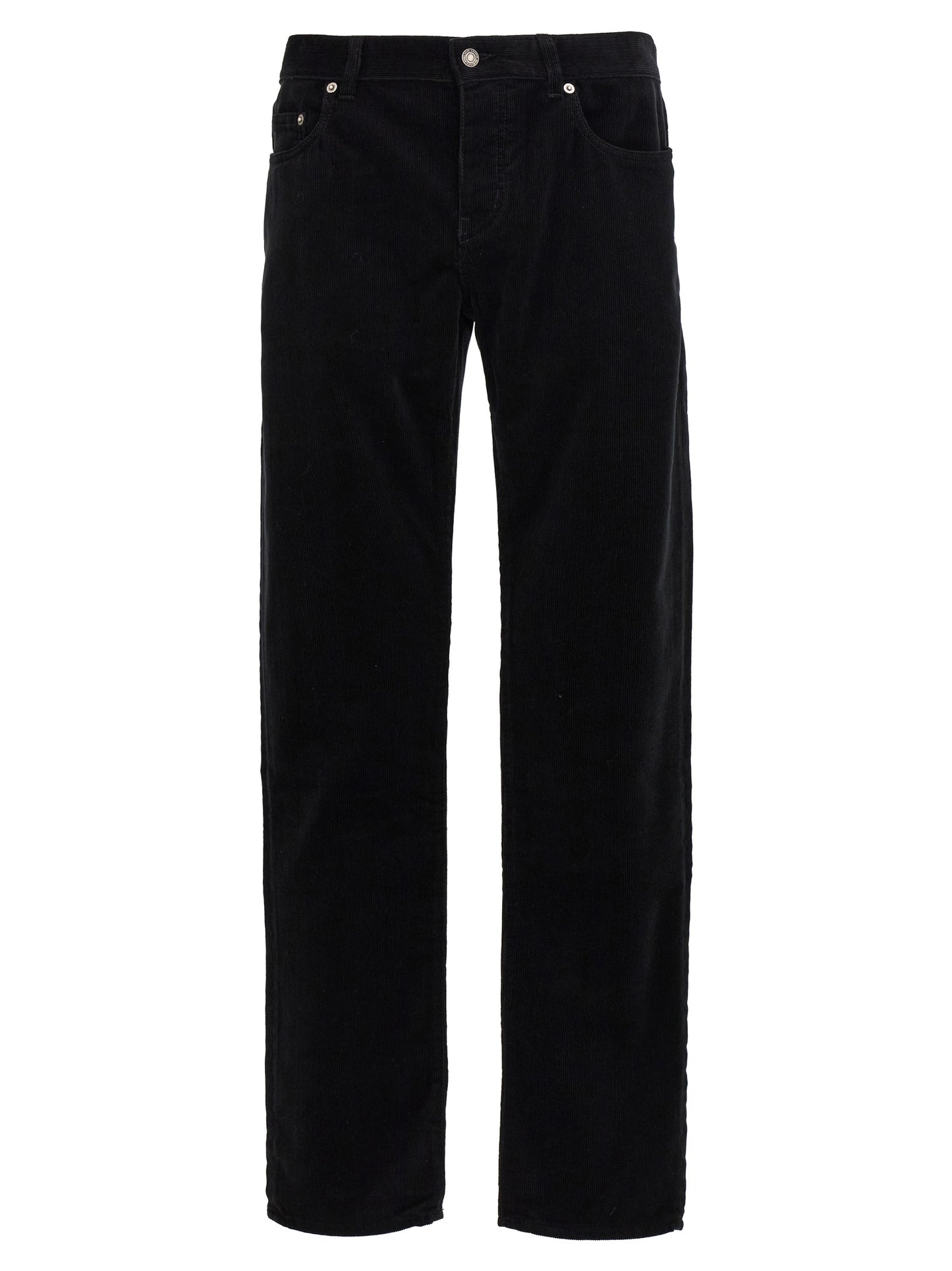 Trousers by Saint Laurent for men in cotton corduroy black presents a smart silhouette, meticulously detailed with a smart , a smart long, and a smart mid rise.