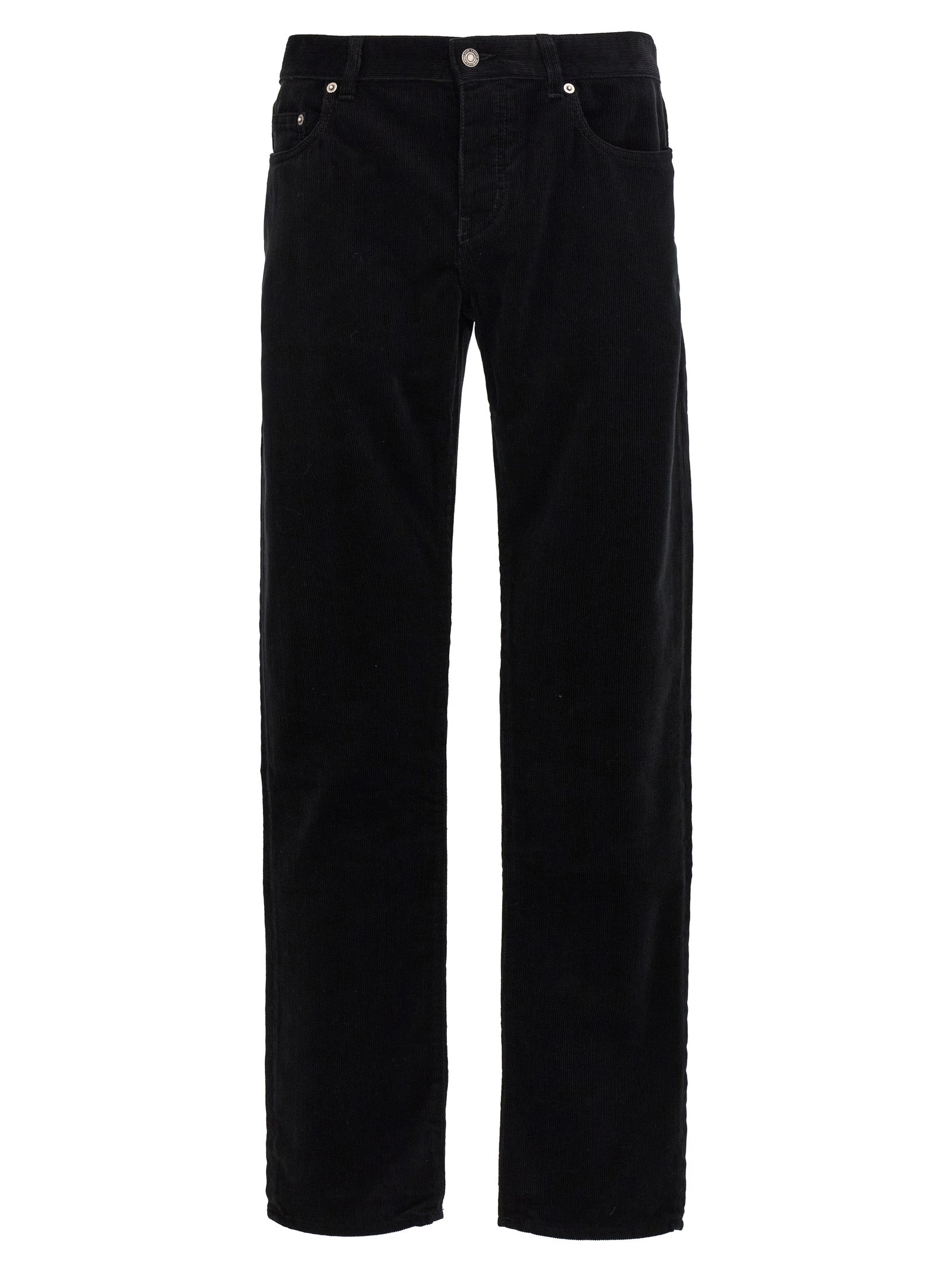 Trousers by Saint Laurent for men in cotton corduroy black presents a smart silhouette, meticulously detailed with a smart , a smart long, and a smart mid rise.