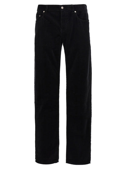 Trousers by Saint Laurent for men in cotton corduroy black presents a smart silhouette, meticulously detailed with a smart , a smart long, and a smart mid rise.