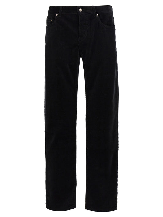 Trousers by Saint Laurent for men in cotton corduroy black presents a smart silhouette, meticulously detailed with a smart , a smart long, and a smart mid rise.
