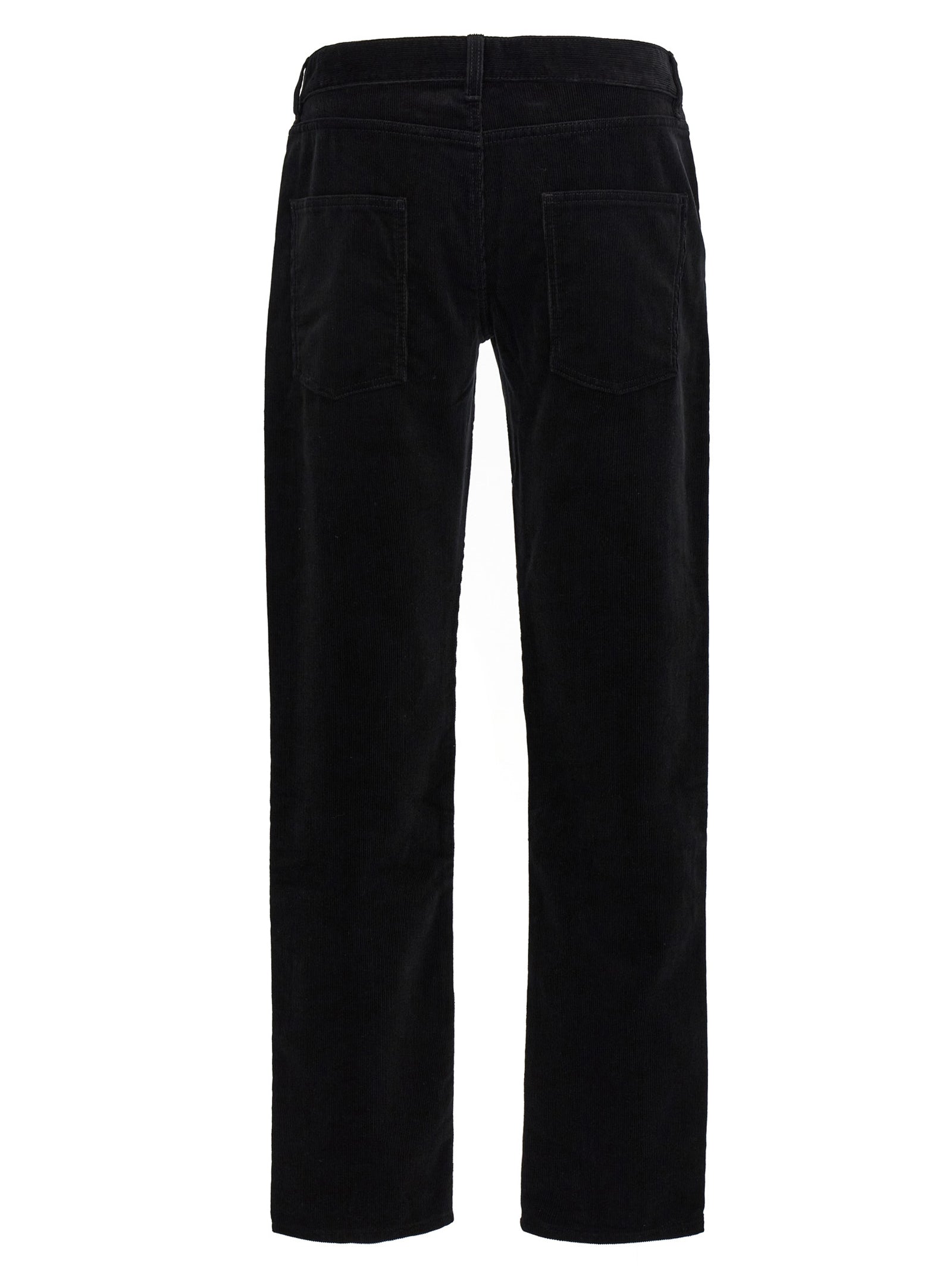Trousers by Saint Laurent for men in cotton corduroy black features an sartorial silhouette, showcasing a precise and long with a sartorial mid rise for a refined look.