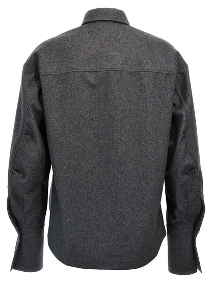Blouse by The Attico for women in wool & nylon gray, featuring a nuanced and nuanced split neckline for a sophisticated finish.