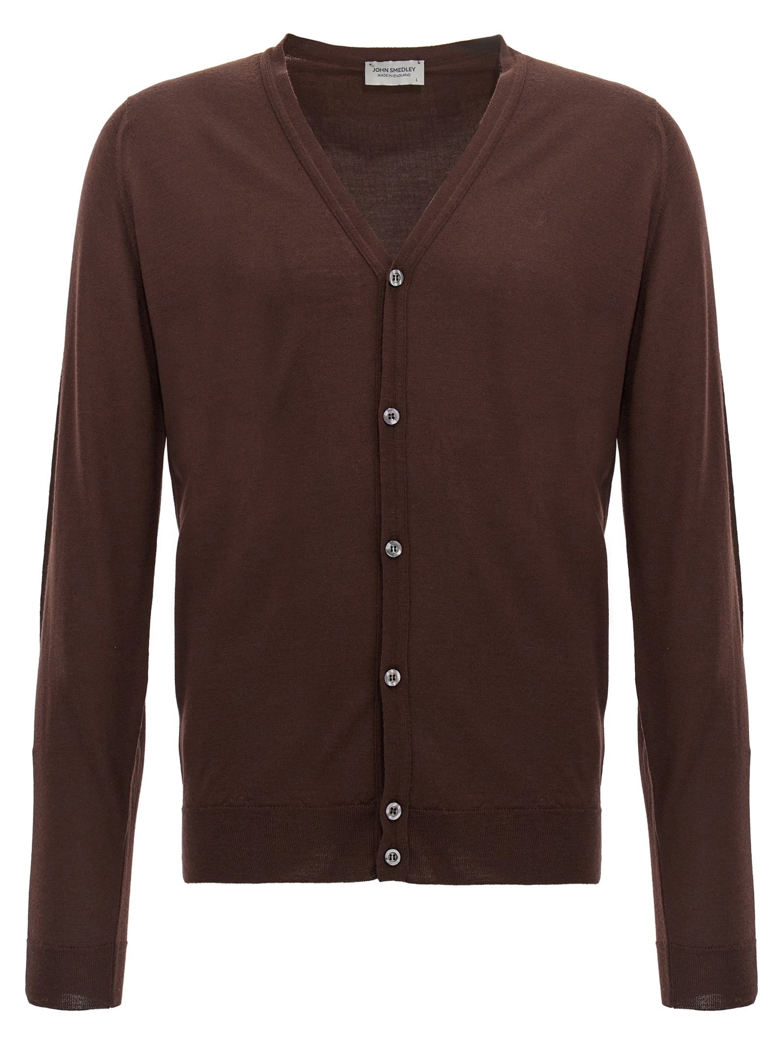 Cardigan by JOHN SMEDLEY for men in wool brown features a nuanced silhouette with a refined and nuanced detailing for a sophisticated look.