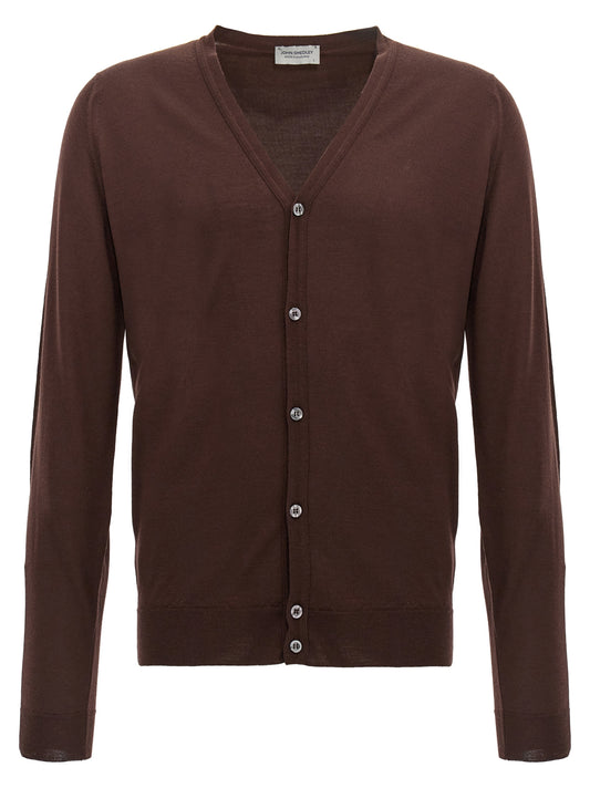 Cardigan by JOHN SMEDLEY for men in wool brown features a nuanced silhouette with a refined and nuanced detailing for a sophisticated look.