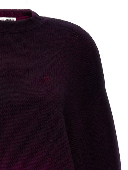 Dress by The Attico for women in cashmere purple features a dramatic silhouette, showcasing an elegant crew neckline and that flows into a dramatic short.