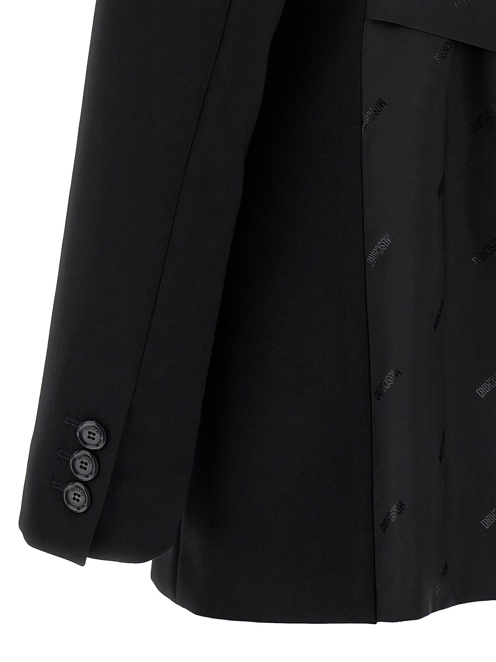 Blazer by Moschino for women in stretch polyester black features an crisp silhouette with sophisticated and a crisp for a truly crisp finish.