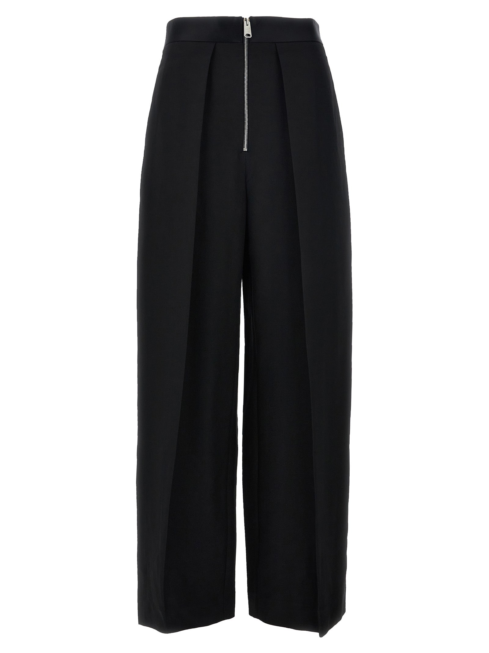 Trousers by Khaite for women in polyamide viscose black features a sculptural silhouette, showcasing a sculptural wide and long with a sophisticated for a sculptural finish.