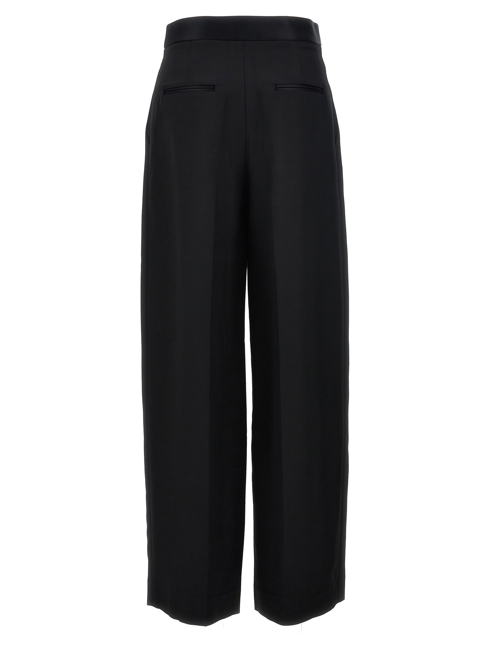 Trousers by Khaite for women in polyamide viscose black features a tailored silhouette with a tailored wide, defined by its long and a sophisticated .